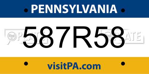 587R58 Pennsylvania License Plate