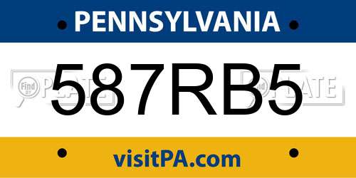 587RB5 Pennsylvania License Plate