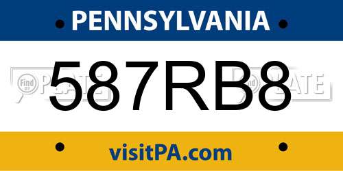 587RB8 Pennsylvania License Plate
