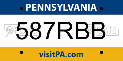 587RBB Pennsylvania License Plate