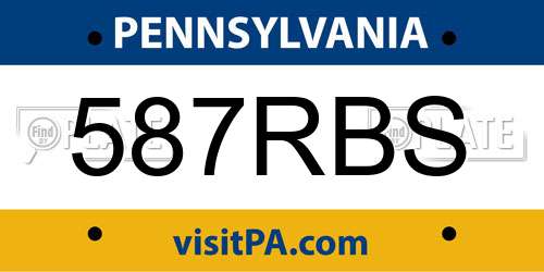 587RBS Pennsylvania License Plate