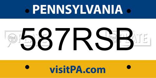 587RSB Pennsylvania License Plate