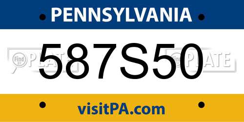 587S50 Pennsylvania License Plate