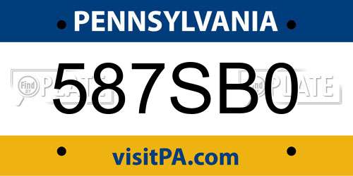 587SB0 Pennsylvania License Plate
