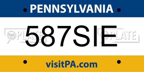 587SIE Pennsylvania License Plate