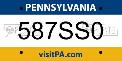 587SS0 Pennsylvania License Plate
