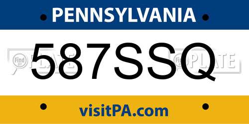 587SSQ Pennsylvania License Plate