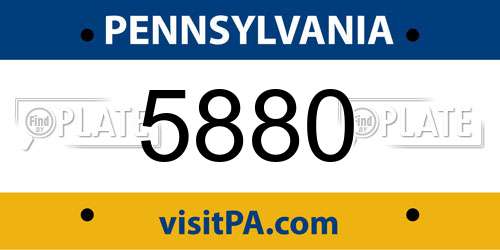 5880 Pennsylvania License Plate