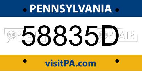 58835D Pennsylvania License Plate