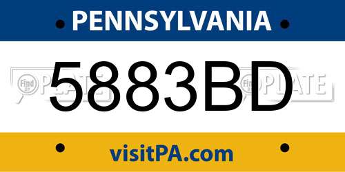 5883BD Pennsylvania License Plate
