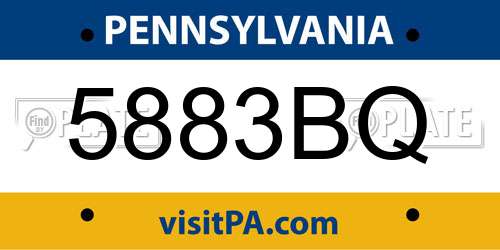 5883BQ Pennsylvania License Plate