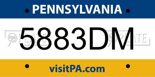 5883DM Pennsylvania License Plate
