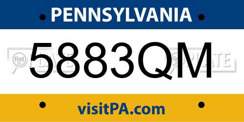 5883QM Pennsylvania License Plate