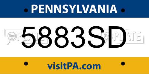 5883SD Pennsylvania License Plate