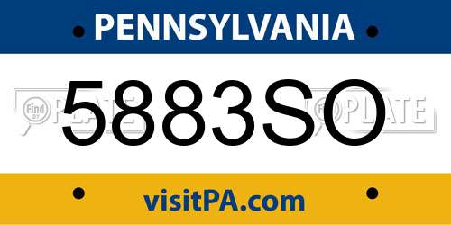 5883SO Pennsylvania License Plate