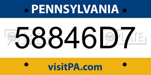58846D7 Pennsylvania License Plate