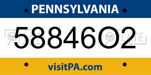 58846O2 Pennsylvania License Plate