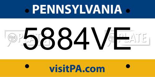 5884VE Pennsylvania License Plate