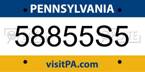 58855S5 Pennsylvania License Plate