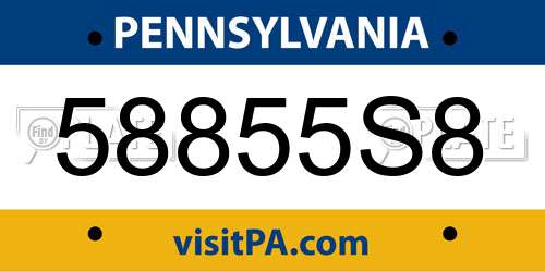 58855S8 Pennsylvania License Plate