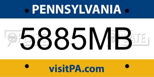 5885MB Pennsylvania License Plate