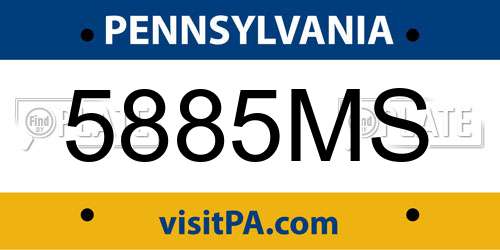 5885MS Pennsylvania License Plate