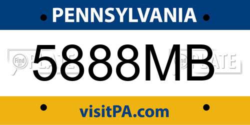 5888MB Pennsylvania License Plate