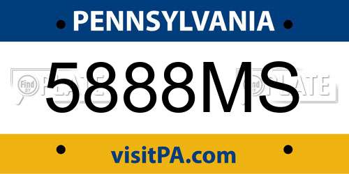 5888MS Pennsylvania License Plate