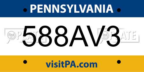 588AV3 Pennsylvania License Plate