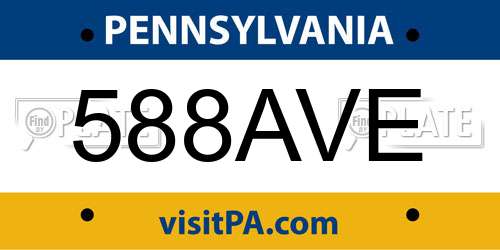 588AVE Pennsylvania License Plate