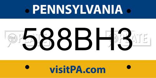 588BH3 Pennsylvania License Plate