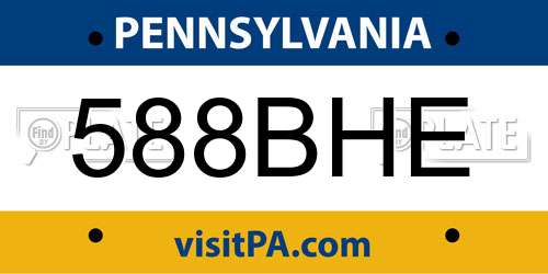 588BHE Pennsylvania License Plate