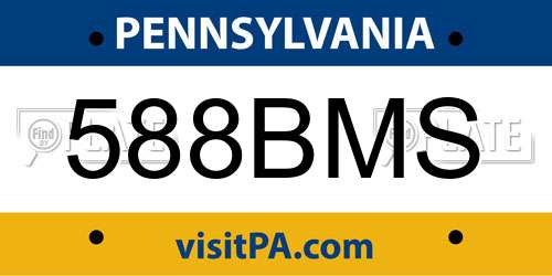 588BMS Pennsylvania License Plate