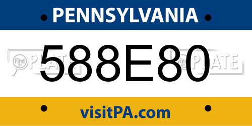 588E80 Pennsylvania License Plate