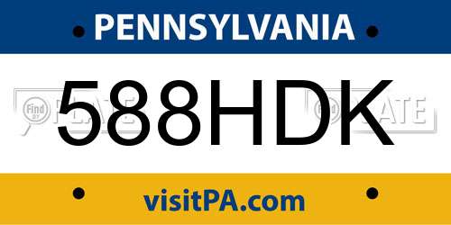 588HDK Pennsylvania License Plate