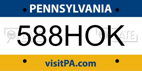588HOK Pennsylvania License Plate