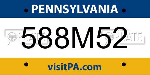 588M52 Pennsylvania License Plate