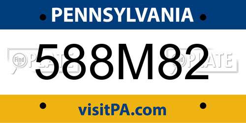 588M82 Pennsylvania License Plate