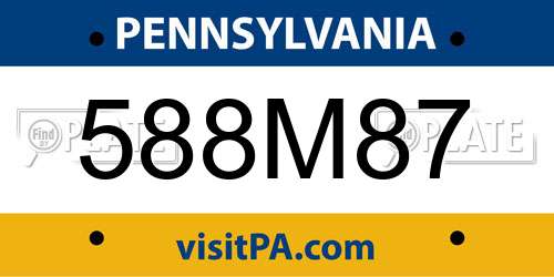 588M87 Pennsylvania License Plate