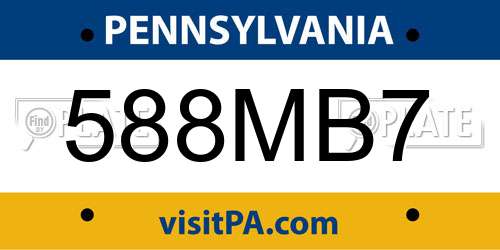 588MB7 Pennsylvania License Plate