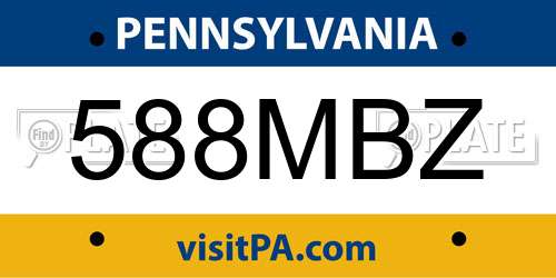 588MBZ Pennsylvania License Plate