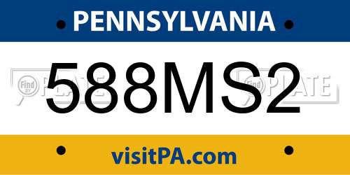 588MS2 Pennsylvania License Plate