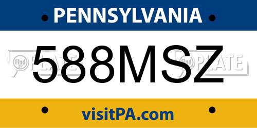 588MSZ Pennsylvania License Plate