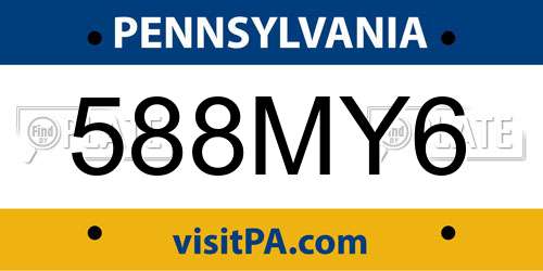 588MY6 Pennsylvania License Plate