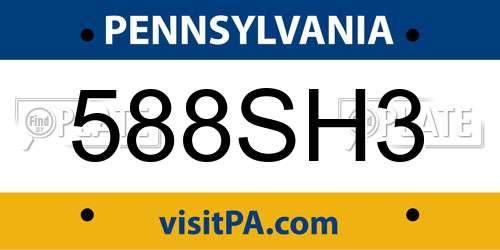 588SH3 Pennsylvania License Plate