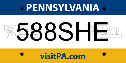 588SHE Pennsylvania License Plate