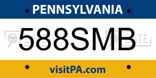 588SMB Pennsylvania License Plate