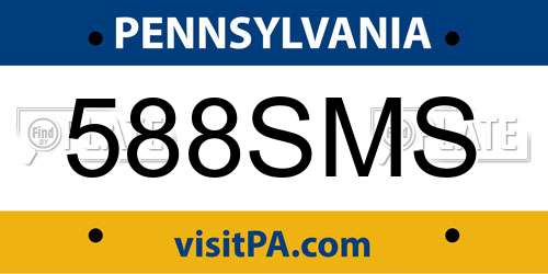 588SMS Pennsylvania License Plate