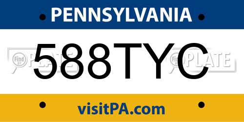 588TYC Pennsylvania License Plate