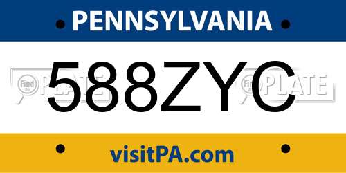 588ZYC Pennsylvania License Plate